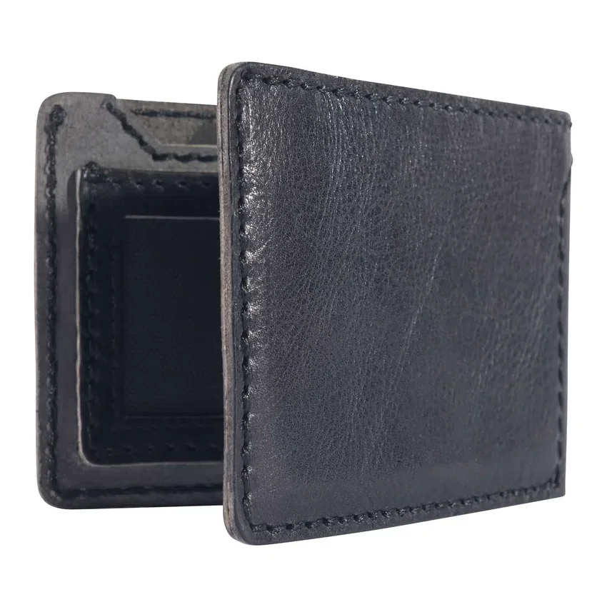 Zweifach gefaltete Brieftasche aus Patina-Leder