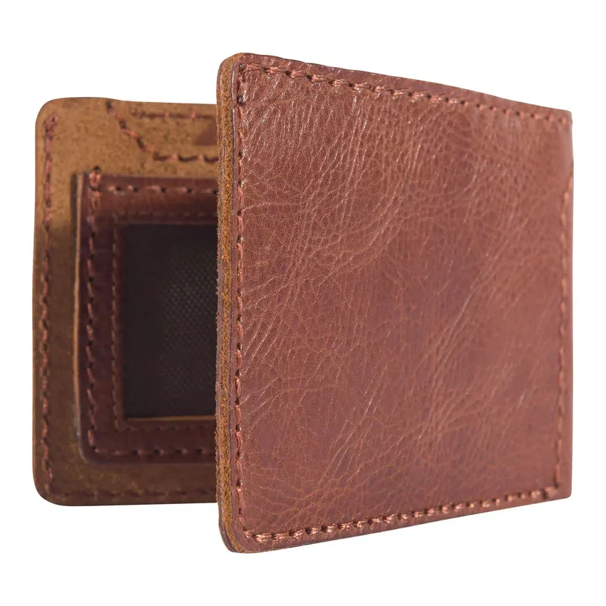 Zweifach gefaltete Brieftasche aus Patina-Leder